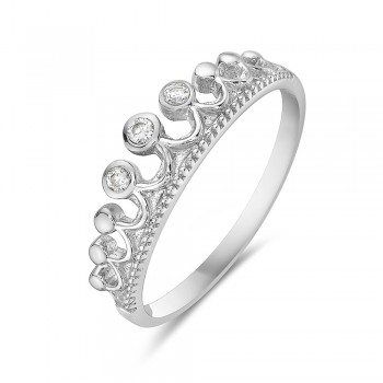 Sterling Silver Ring Tiara 9 Jewels Clear Cubic Zirconia 