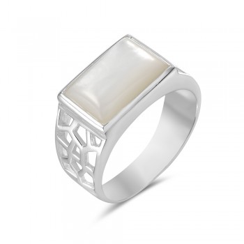 Bar Mother of Pearl & Webbing Ring