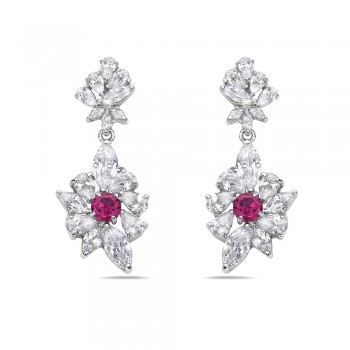 Brass Earring Marqui/Tear Drop Cubic Zirconia with Clear Cubic Zirconia Drop with Synthetic