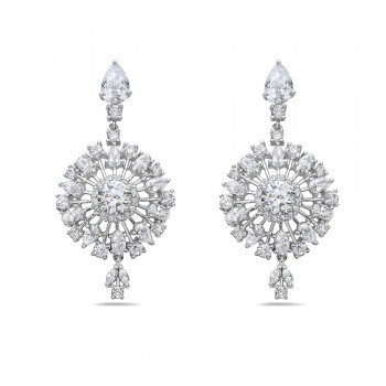 Fashion Earring Dangle Snowflake Clear Cubic Zirconia