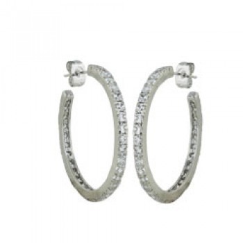 Brass Earg 32.85Mm Huggie Clear Cz Channel Setting, Clear