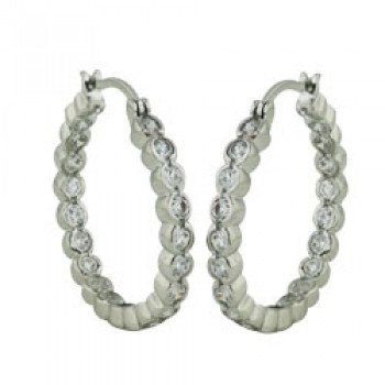 Brass Earg 28.65Mm Huggie W/Cl Cz Bezel Setting Hi