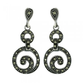 Marcasite Earring Open Pave Cubic Zirconia Round Swirl
