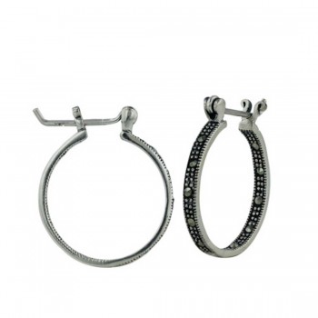Marcasite Earring Basic 20mm Hoop with Latch Hook