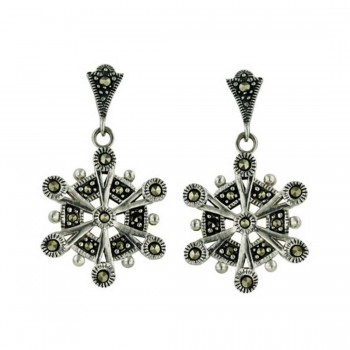 Marcasite Earring 17.7mm Snowflake with Plain Bail