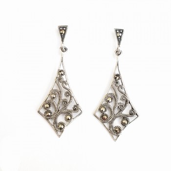 Marcasite Earring Kite Shape Filigree