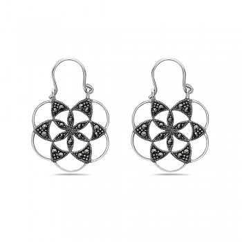 Marcasite EARRING DANGEL ATON PATTERN MARCASITE CUTOUT
