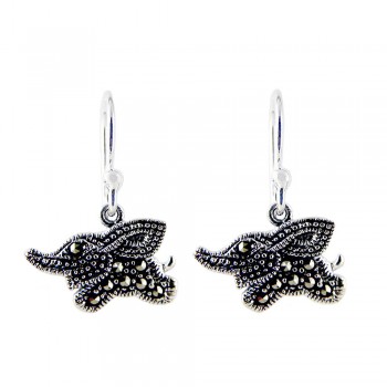 Marcasite EARRING RUNNING ELEPHANT DANGLE