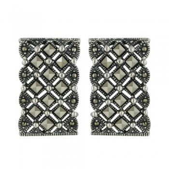 Marcasite Earring Square Cut Rectangular Stardust-Bigger--