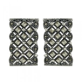 Marcasite Earring Square Cut Rectangular Stardust-Bigger--