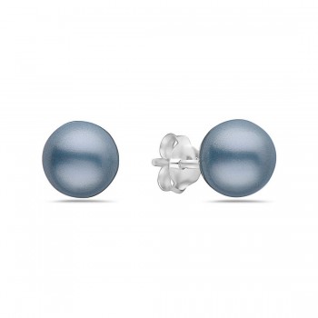 Sterling Silver Earring 8mm Light Gray Imitation Pearl Stud Code:B