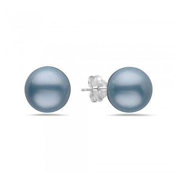 Sterling Silver Earring 10mm Light Gray Imitation Pearl Stud Code: