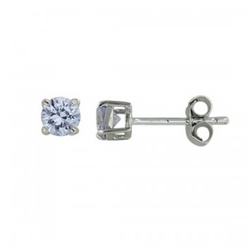 Sterling Silver Earring 5Mm Lvndr Cubic Zirconia Round Stud