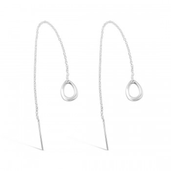 STERLING SILVER EARRING OPEN T-DROP DANGLE TREADER STYLE