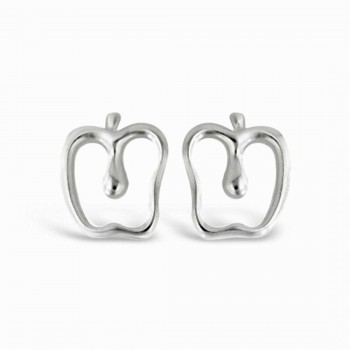 Sterling Silver Earring Small Open Apple Stud--E-Coat