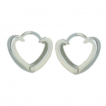 Sterling Silver Earring Plain Open Heart Huggies--E-coated/Nickle Free