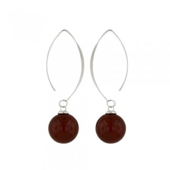 Sterling Silver Earring Used 12 mm Cornelian Drop with Cap
