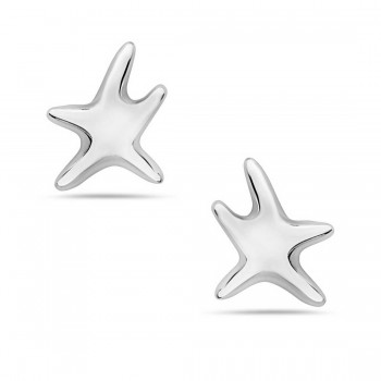 Sterling Silver Earring Plain Star Fish--E-coated/Nickle Free--