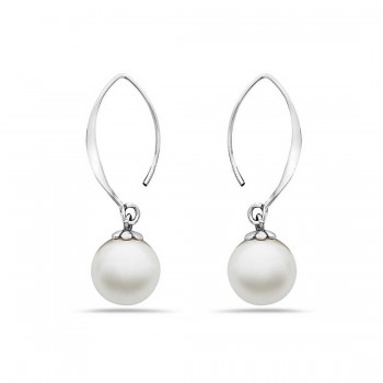 Sterling Silver Earring Small Almond Hook With 12 Mm Silver Cappe