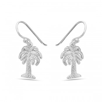 Sterling Silver Earring Plain Palm Tree--E-coated/Nickle Free--