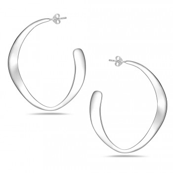 Sterling Silver Earring 45mm Plain "C" Hoop--E-coated/Nickle Free--