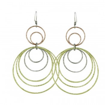 Sterling Silver Earring Loop Circle Top+13+20+30+35+40mm Rhodium Plating/Rg/Gd