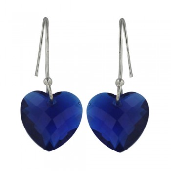 Sterling Silver Earring 13-13mm Saphirre Synthetic Spinel Chess Cu