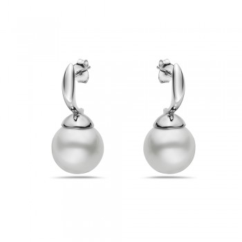 Sterling Silver Earring 12mm Faux Pearl with Post
