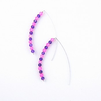 Sterling Silver EARRING 14 PINK DYED JADE AND PURPLE AMETHYST G-2S-5830APK