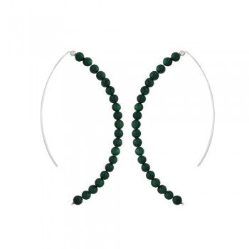 Sterling Silver Earring 20Pcs 3.3mm Malachite Balls with 1Pc Plain B