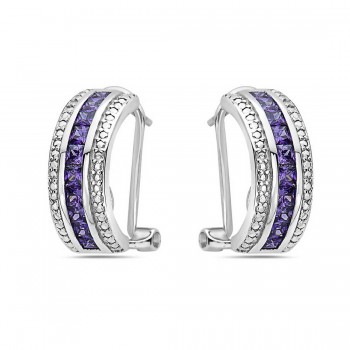 Sterling Silver Earring Omega Back Half Hoop 15.5 mm 6 mm Wide