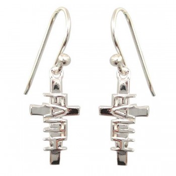 Sterling Silver Earring Plain Cross with "Faith" on Cross