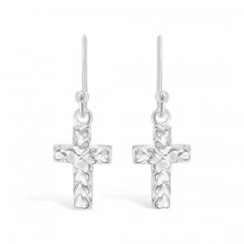 Sterling Silver Earring 11X8mm Plain Cross Arrow Patterns