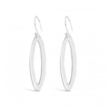 Sterling Silver Earring Plain Open Marquis Dangle -E-coated-