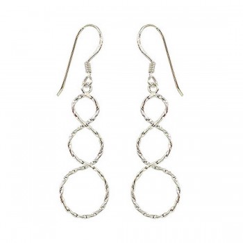 Sterling Silver Earring Thin Twisted "8" Shape