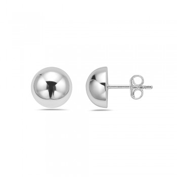 STERLING SILVER EARRING  PLAIN 10MM HEMISPHERE STUD** E-COATED 