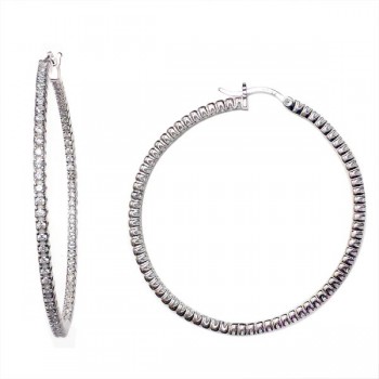 SS Earg 44Mm Clear Cz Hoop W/ Latch Back, Multicolor