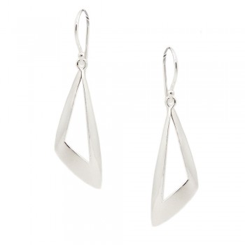 SS Earring Dangle Dome Open Scalene Triangle, Silver