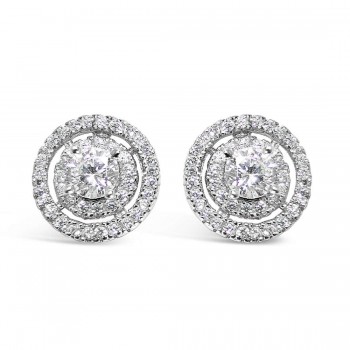STERLING SILVER EARRING DOUBLE LINE CENTER STONE STUD