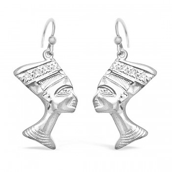 STERLING SILVER EARRING EGYPTIAN GIRL PLAIN -EC