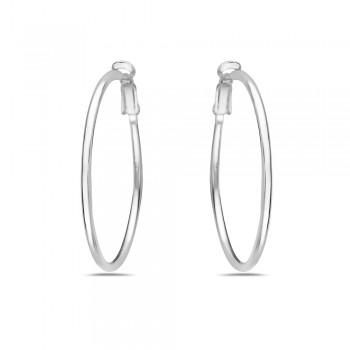 Sterling Silver Earring 40Mm Hoop 2Mm Tube With Omega Backing *E-Coated