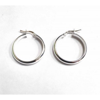 Sterling Silver Earring Round Hoop Latch 4Mm Width-25Mm Diamet