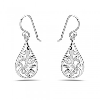 Sterling Silver Earring Tear Drop Lily Of Vally In