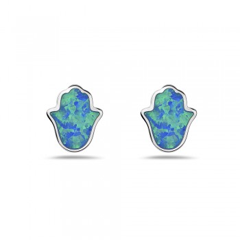 Sterling Silver Hamsa Earring Stud Silver Wrap