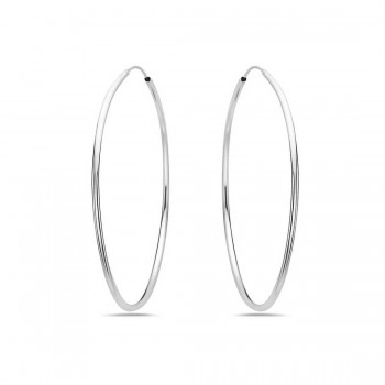 Sterling Silver Earring 65 Mm Plain Round Hoop 1.4 Mm Line