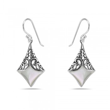 Sterling Silver Earring Dangel Extended Diamond Shape Mother Of