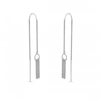 Sterling Silver Earring Threader Curvy Chain Tassels Drop