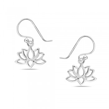 Sterling Silver EARRING LOTUS FLOWER LINE DANGLE-2S-7180E