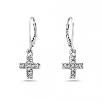 Mini Iced Cross Dangle Earrings