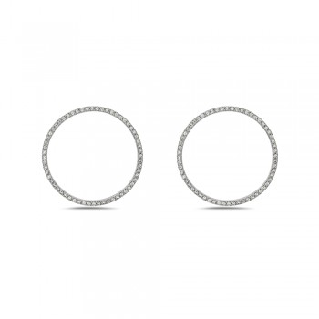 Sterling Silver EARING CIRCLE WITH Cubic Zirconia ON EARRNG-2S-7262CL